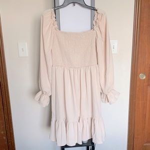 Cream Long Sleeve Dress